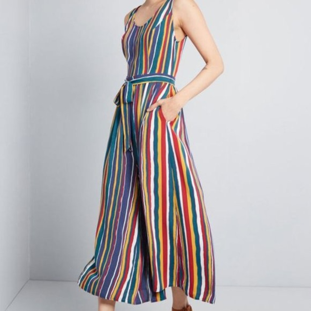 ModCloth Rainbow Stripped Jumpsuit - 1X